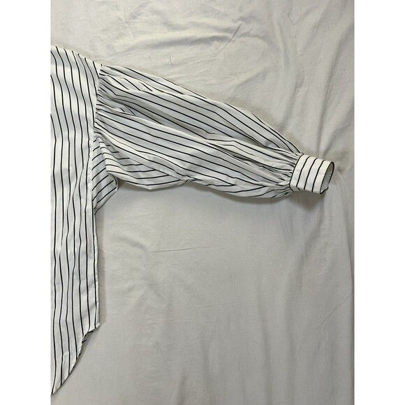 Ralph Lauren Black Label Striped Tunic Collarless Blouse Puffy Sleeves | Size 10 - Picture 4 of 15